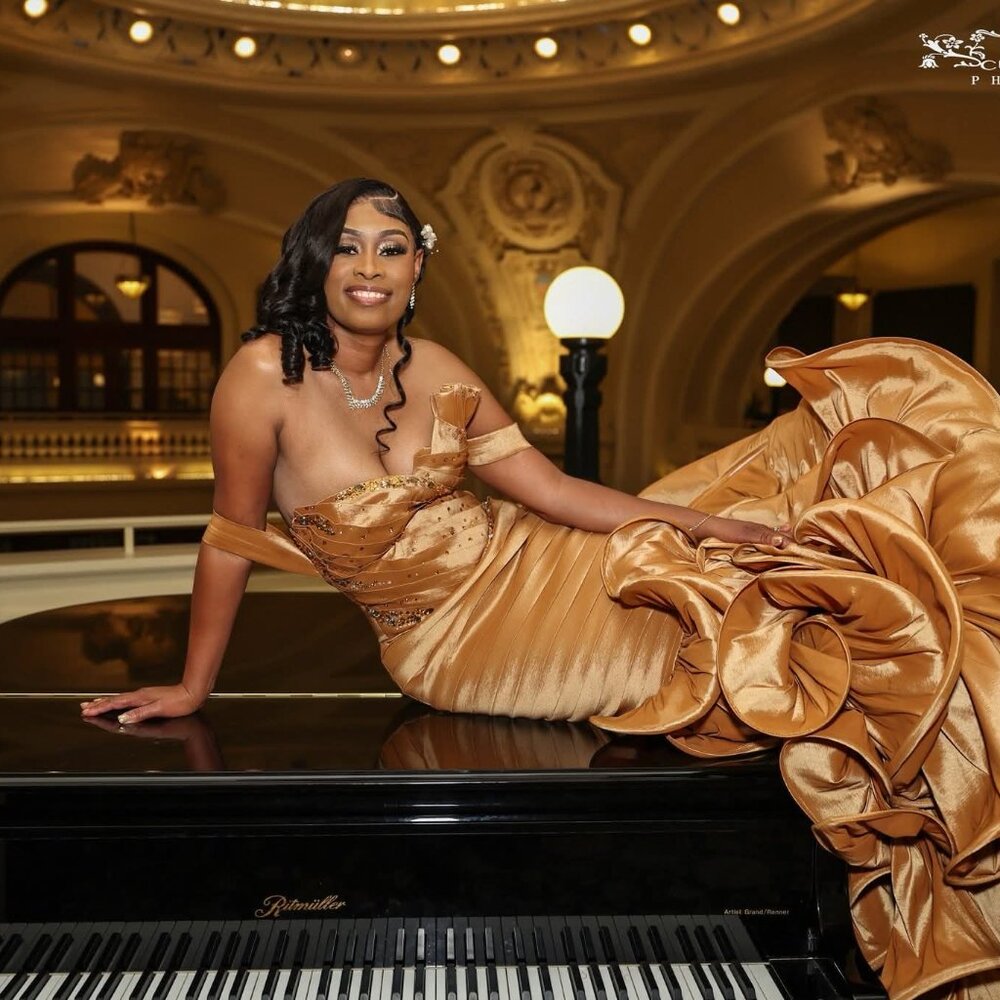 Gold emblished wedding dress